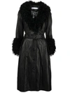 Saks Potts Foxy Shearling Trench Coat Black In Black