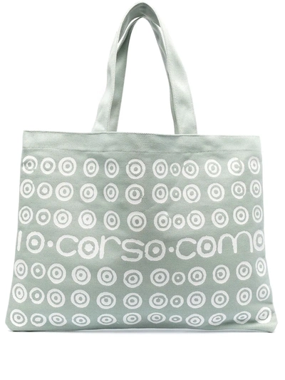 10 Corso Como Logo Polka-dot Print Tote Bag In Green