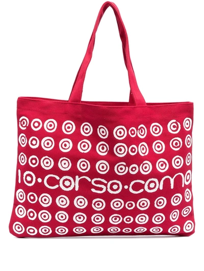 10 Corso Como 螺旋logo印花手提包 In Red