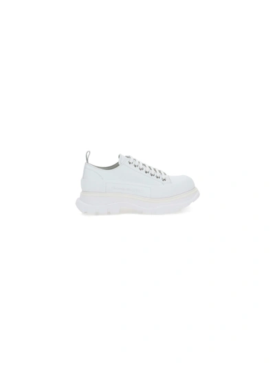 Alexander Mcqueen Men's Studded Leather Platform Sneakers In White/silver