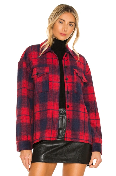 Amanda Uprichard Hollis Shirt Jacket – Red And Navy In Red And Navy