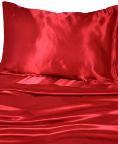 Elite Home Luxurious Satin Full Sheet Sets Bedding In Red