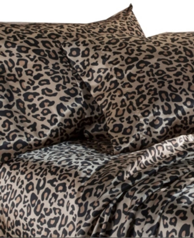 Elite Home Luxurious Satin Twin Sheet Sets Bedding In Leopard