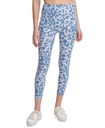 Calvin Klein Performance Printed High-waist Leggings In Jaguar Beau Blue