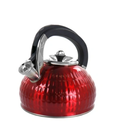Megachef 3 Liter Stovetop Whistling Kettle In Red