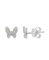 Effy Collection Effy Diamond (1/8 Ct.t.w.) Butterfly Stud Earrings In Sterling Silver Or 14k Gold-plated Sterling Si In Silver