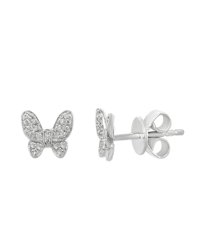 Effy Collection Effy Diamond (1/8 Ct.t.w.) Butterfly Stud Earrings In Sterling Silver Or 14k Gold-plated Sterling Si