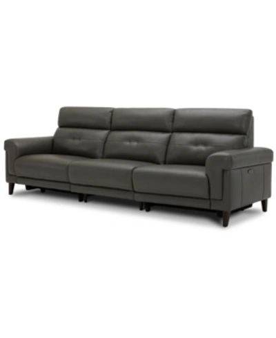 Furniture Closeout! Jazlo 3-pc. Leather Sectional With 2 Power Recliners, Created For Macy's In Charcoal