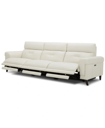 Furniture Closeout! Jazlo 3-pc. Leather Sectional With 3 Power Recliners, Created For Macy's In Coconut Milk