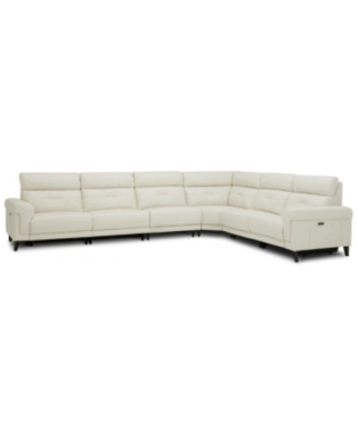 Furniture Closeout! Jazlo 6-pc. Leather Sectional With 2 Power Recliners, Created For Macy's In Coconut Milk