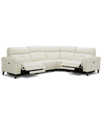 Furniture Closeout! Jazlo 4-pc. Leather Sectional With 2 Power Recliners, Created For Macy's In Coconut Milk