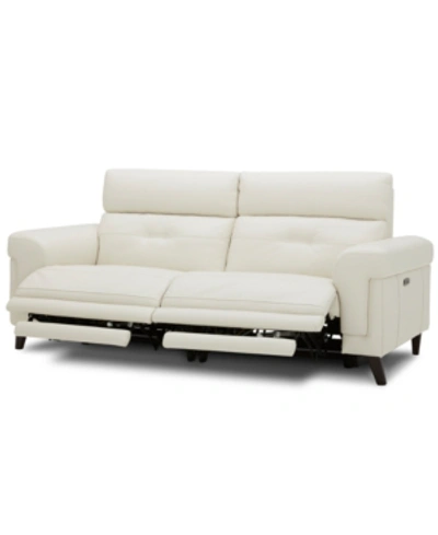 Furniture Closeout! Jazlo 2pc Leather Sectional With 2 Power Recliners, Created For Macy's In Coconut Milk