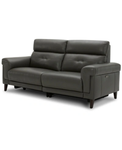 Furniture Closeout! Jazlo 2pc Leather Sectional With 2 Power Recliners, Created For Macy's In Charcoal