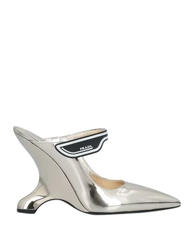 Prada Mules & Clogs In Platinum