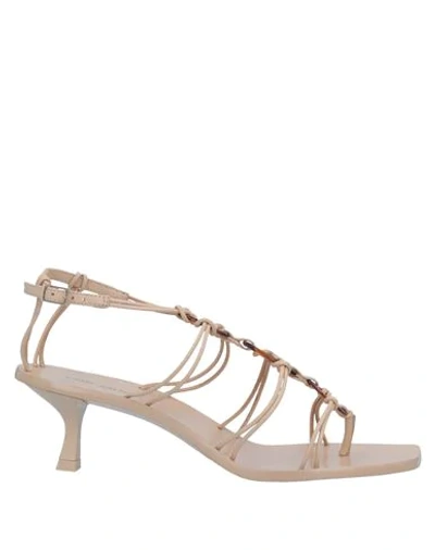 Cult Gaia Toe Strap Sandals In Beige