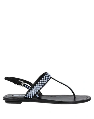 Prada Toe Strap Sandals In Black