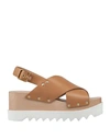 Stella Mccartney Studded Vegetarian Leather Platform Sandals In Camel
