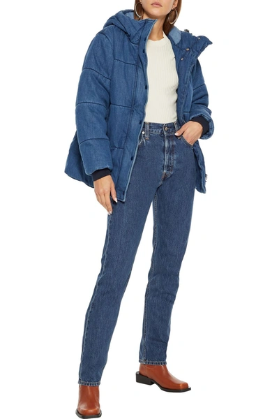 Rag & Bone Quilted Denim Hooded Jacket In Indigo