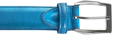 Pakerson Designer Men's Belts Calci Sky Blue Handmade Italian Leather Belt In Bleu