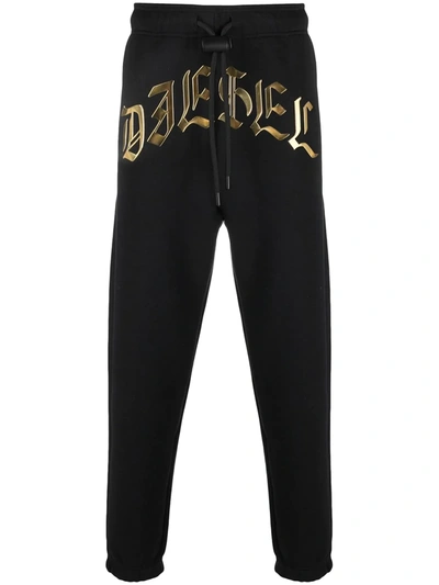 Diesel Logo-print Track Trousers In Black