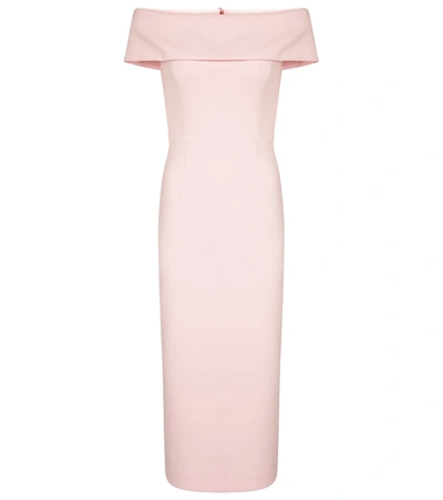 Rebecca Vallance Amore Off Shoulder Midi Dress Pink