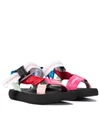 OFF-WHITE CANVAS AND LEATHER TREKKING SANDALS,P00528676