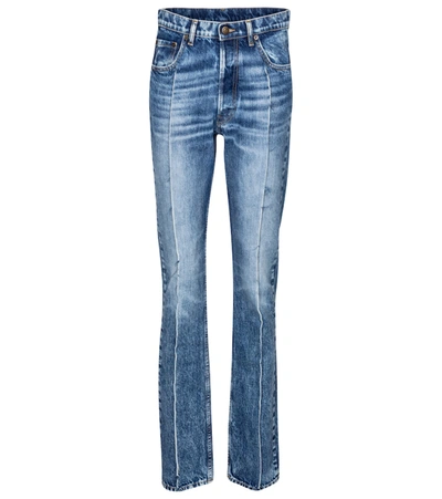 Maison Margiela Distressed High-rise Straight-leg Jeans In Blue