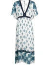 MC2 SAINT BARTH V-NECK DIAMOND FLORAL DRESS