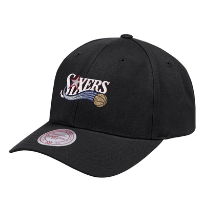 Pre-owned Aape X Mitchell & Ness Philadelphia 76ers Strapback Hat Black