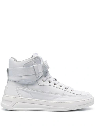 Acne Studios Ankle Strap High Top Leather Trainers In White