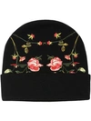 BURBERRY EMBROIDERED-ROSE BEANIE