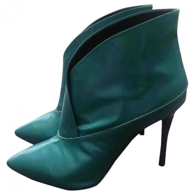 Pre-owned Carlo Pazolini Leather Heels In Turquoise