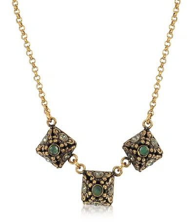 Alcozer & J Necklaces Pyramid Necklace W/semi Precious Stones In Gold