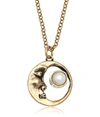 ALCOZER & J DESIGNER NECKLACES MOON BRASS NECKLACE WITH PEARL