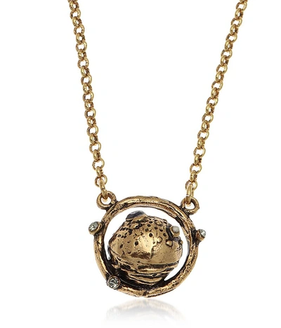 Alcozer & J Necklaces Golden Brass Saturn Necklace In Doré