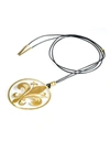 STEFANO PATRIARCHI DESIGNER NECKLACES ETCHED GOLDEN SILVER GIGLIO LONG CORD NECKLACE