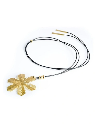 Stefano Patriarchi Designer Necklaces Gold-tone Sterling Silver Stalactite W/ Long Leather Lace In Doré
