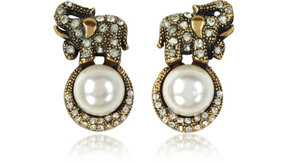 Alcozer & J Designer Earrings Elephant Earrings W/pearls In Or