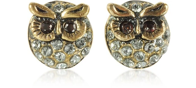 Alcozer & J Designer Earrings Owl Earrings W/crystals In Or