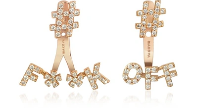Makova Jewelry Designer Earrings #f**k #off 18k Gold & 0.59 Ctw Diamonds Earrings In Or