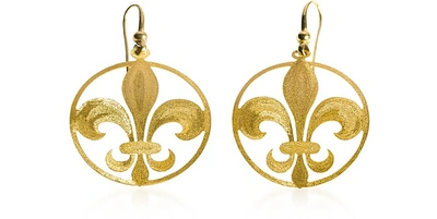 Stefano Patriarchi Earrings Etched Golden Silver Small Giglio Earrings In Doré