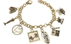 ALCOZER & J DESIGNER BRACELETS CINEMA GOLDEN BRASS BRACELET W/CHARMS