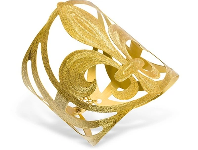 Stefano Patriarchi Bracelets Etched Golden Silver Medium Giglio Bangle