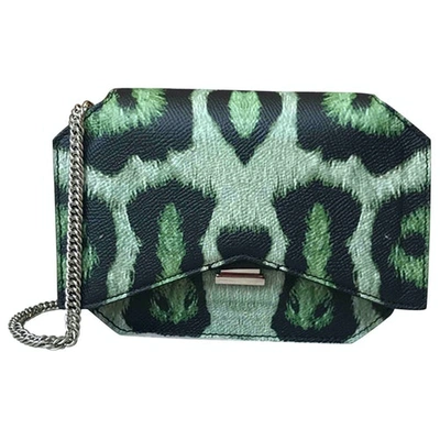 Pre-owned Givenchy Bow Cut Leather Clutch Bag In Green