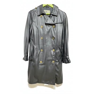 Pre-owned Burberry Leather Trench Coat In Brown