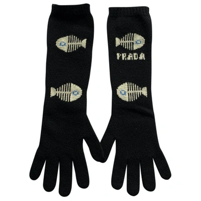 Pre-owned Prada Black Cashmere Gloves