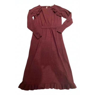 Pre-owned Hoss Intropia Wool Mid-length Dress In Burgundy