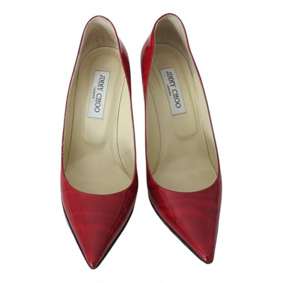 Pre-owned Jimmy Choo Romy Patent Leather Heels In Red