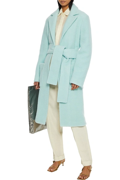 Helmut Lang Teddy Belted Brushed Wool-blend Felt Coat In Sky Blue