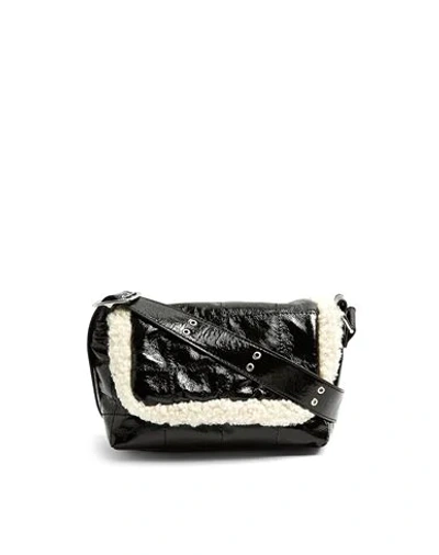 Topshop Salone faux croc multi pocket shoulder bag in black